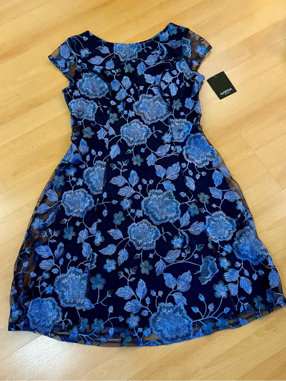MARINA Navy with Light Blue Floral Dress